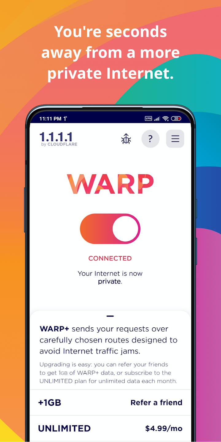 1.1.1.1 + WARP APK screenshot